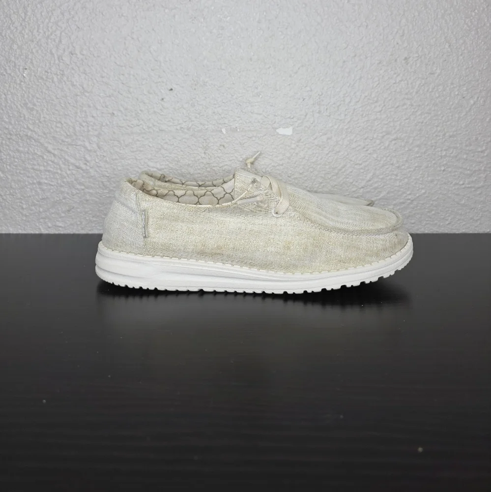 Hey Dude Wendy Sparkling Gold Women's Canvas Lightweight Shoes Loafers Size 8 - Picture 4 of 14